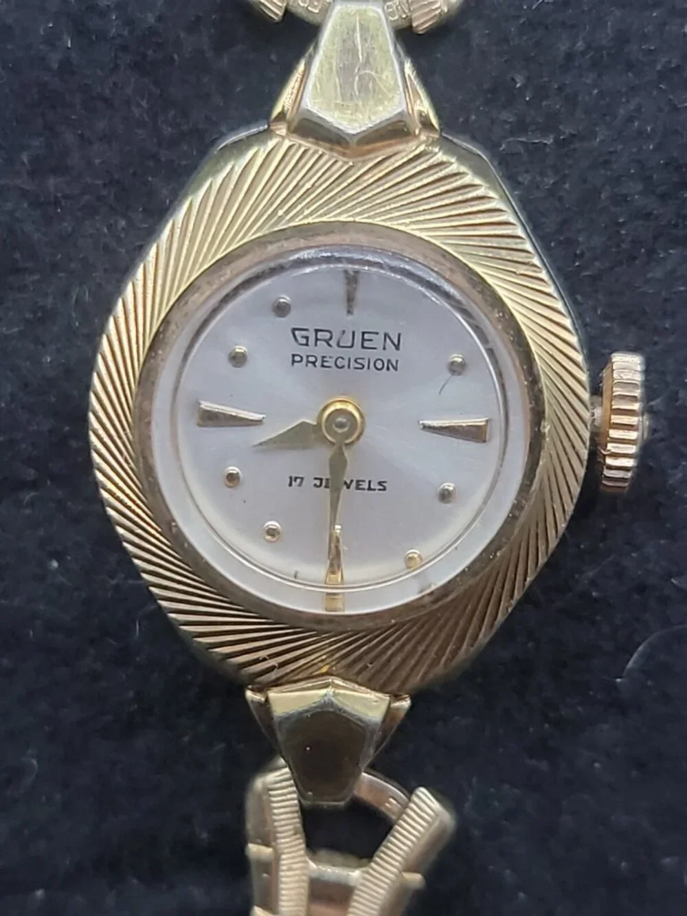 Vtg 1967 Gruen Ladies Cocktail Watch 10KGP Florentine Bezel 10KGF Speidel Band